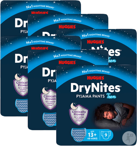 Pack De 6 DryNites Culottes Absorbantes Pour La Nuit Garçons 13+ Ans 48-60 kg 9 Pièces