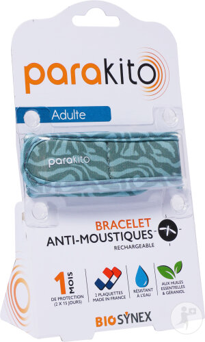 Parakito Bracelet Anti-Moustique Rechargeable Adulte Jungle 1 Pièce