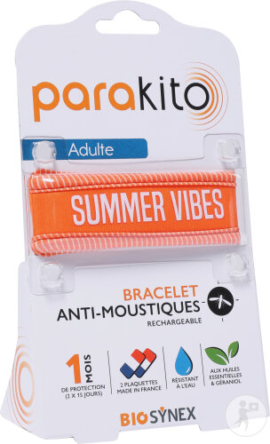Parakito Bracelet Anti-Moustique Rechargeable Adulte Orange Summer Vibes 1 Pièce