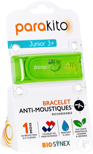 Parakito Bracelet Anti-Moustique Rechargeable Junior Caméleon 1 Pièce