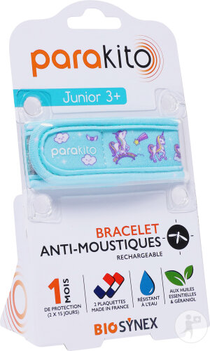 Parakito Bracelet Anti-Moustique Rechargeable Junior Licorne 1 Pièce