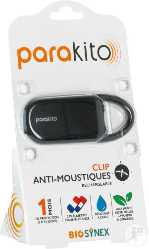 Parakito Clip Anti-Moustique Rechargeable Noir 1 Pièce