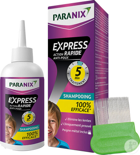 Paranix Express Shampoing Anti-Poux Action Rapide 5 Minutes 300ml + Peigne