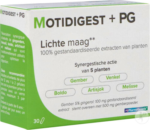 Pharmagenerix Motidigest + PG Estomac Léger 30 Gélules