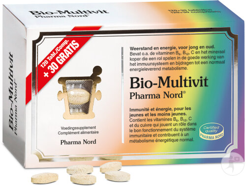 Pharma Nord Bio-Multivit Multivitamines Immunité + Énergie 120 + 30 Comprimés Gratuits