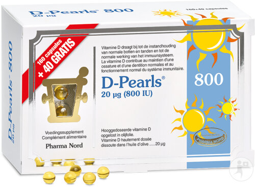 Pharma Nord D-Pearls 800 Immunité + Os & Dents 160 + 40 Gélules Gratuites