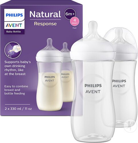 Philips Avent Natural Response Biberon 330ml +6 Mois Débit 4 2 Pièces (SCY906/02)