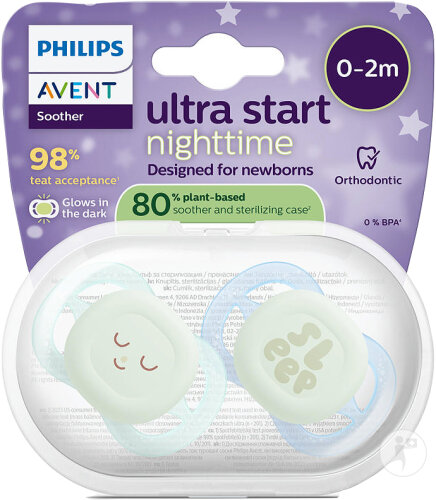 Philips Avent Sucette +0m Start Nuit Garçon 2 Pièces
