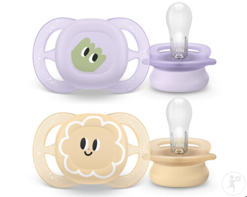 Philips Avent Sucette +0m Start Pêche/Lilas Motif 2 Pièces-2