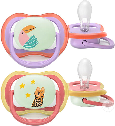 Philips Avent Sucette +18m Air Night Toucan/ Chat 2 Pièces