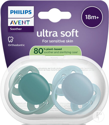 Philips Avent Sucette +18m Soft Bleu/ Vert 2 Pièces