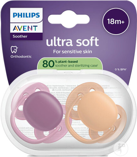 Philips Avent Sucette +18m Soft Fuchsia/Pêche 2 Pièces