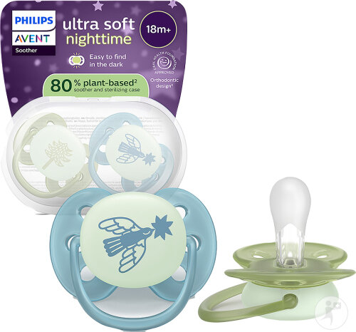 Philips Avent Sucette +18m Soft Night Olive/Bleu 2 Pièces