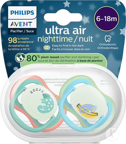 Philips Avent Sucette +6 Mois Air Night Singe/Caméléon 2 Pièces