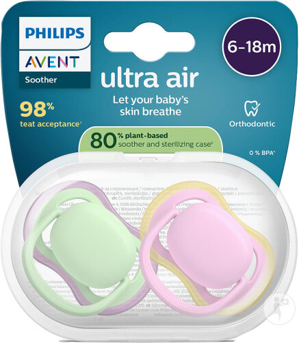 Philips Avent Sucette +6m Air Rose/Vert 2 Pièces