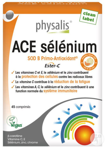 Physalis ACE Sélénium SOD B Primo-Antioxidant Système Immunitaire 45 Comprimés