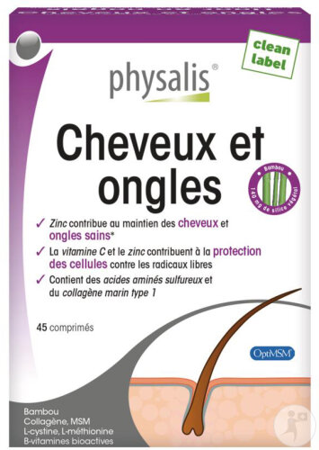 Physalis Cheveux et Ongles Complément Alimentaire 45 Comprimés