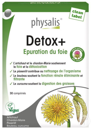 Physalis Détox+ Epuration Du Foie Et Digestion Des Graisses Végan 30 Comprimés