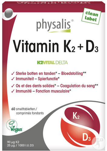 Physalis Vitamin K2 + D3 Comprimés Fondants 60