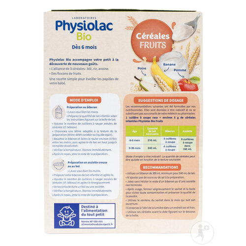 Physiolac Céréales Fruits Dès 6 Mois Bio 200g-2