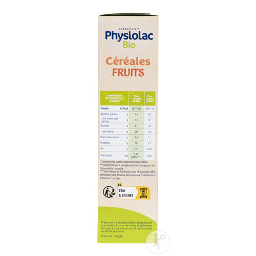 Physiolac Céréales Fruits Dès 6 Mois Bio 200g-3