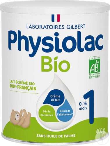 Physiolac Lait Bio 1er Âge Certifié Bio Boîte 400g