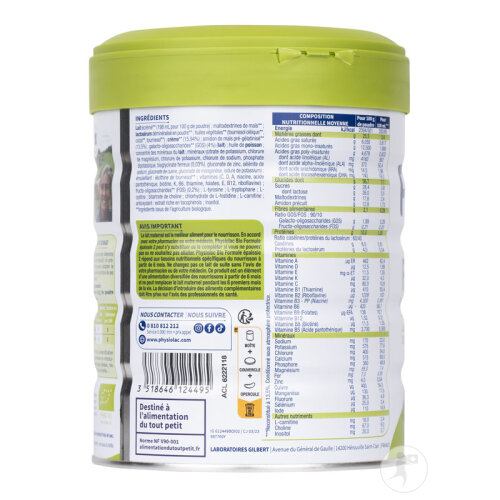 Physiolac Lait Bio 2 Épaissi Certifié Bio Boîte 800g-3