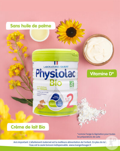 Physiolac Lait Bio 2ème Âge 6-12 Mois Bio Boîte 800g-6