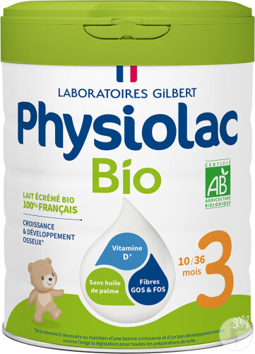 Physiolac Lait Bio 3 10 Mois-3 Ans Bio Boîte 800g