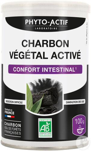 Phyto-Actif Charbon Végétal Activé Bio Confort Intestinal Poudre 100g