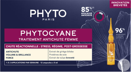 Phyto Paris Phytocyane Traitement Antichute Femme Réactionnelle Ampoules 12x5ml