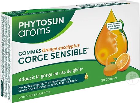 Phytosun Arôms Gommes Orange Eucalyptus Gorge Sensible 30 Pièces