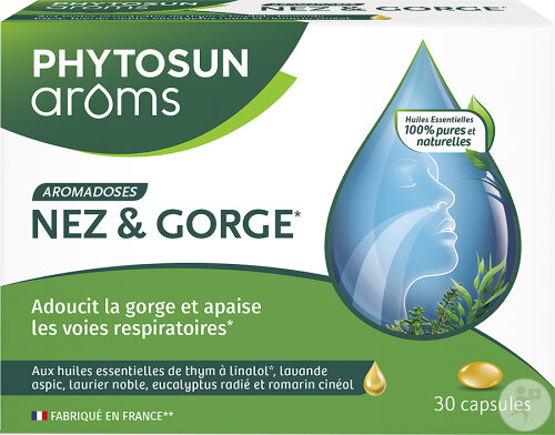 Phytosun Arôms Capsules Nez Et Gorge Aux Huiles Essentielles De Thym Et D'Eucalyptus 30 Pièces 