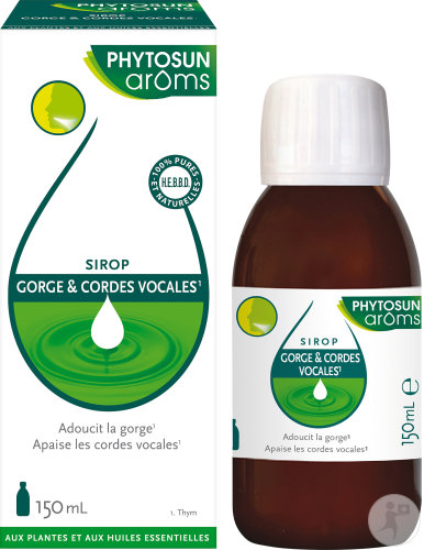 Phytosun Arôms Sirop Gorge & Cordes Vocales Aux Plantes Et Huiles Essentielles 150ml