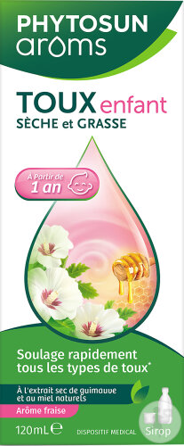 Phytosun Arôms Sirop Toux Sèche Et Grasse Enfant Soulage Tous Les Types De Toux Arôme Fraise 120ml