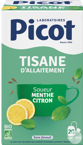 Picot Tisane D'Allaitement Bio Saveur Menthe Citron Sachets 20x2g