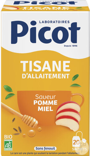 Picot Tisane D'Allaitement Bio Saveur Pomme Miel Sachets 20x2g