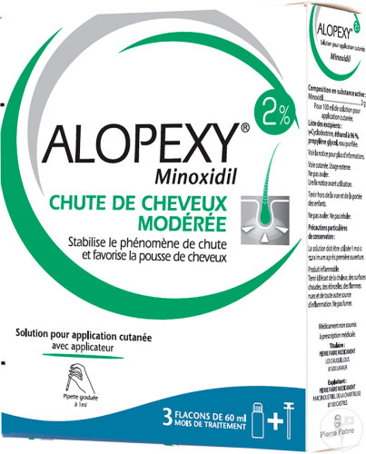 Pierre Fabre Alopexy 2% Minoxidil Perte De Cheveux Modérée Flacons 3x60ml