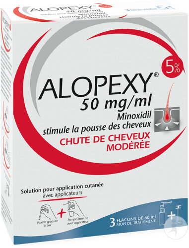 Pierre Fabre Alopexy 50mg/ml Minoxidil Chute Des Cheveux Modérée Flacons 3x60ml