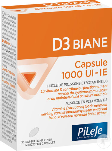 Pileje D3 Biane 1000UI 30 Capsules Marines