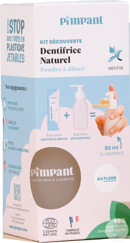 Pimpant Kit Découverte Dentifrice Menthe Poudre À Diluer 8g + 1 Flacon Rechargeable