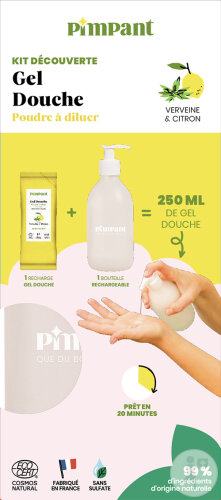 Pimpant Kit Découverte Gel Douche Verveine Citron Poudre À Diluer 25g + 1 Flacon Rechargeable