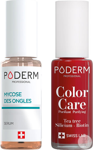 Poderm Duopack Color Care Vernis 253 Rouge Allure 8ml + Sérum Mycose Des Ongles 8ml