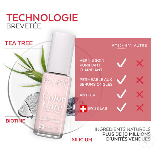 Poderm Vernis Color Care Tea Tree Pour Les Ongles Jaunes Et Abîmés 123 Nude Blush 8ml-4