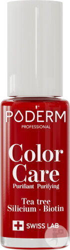 Poderm Vernis Color Care Tea Tree Purifie Les Ongles Jaunes Et Abîmés 363 Rouge Cerise 8ml
