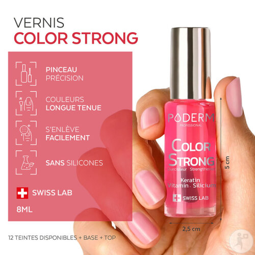 Poderm Vernis Color Strong Durcisseur Pour Les Ongles Cassants 310 Gloss Éclat 8ml-5