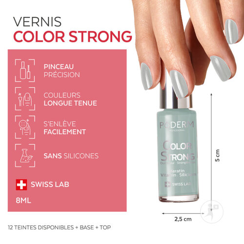 Poderm Vernis Color Strong Durcisseur Pour Les Ongles Cassants 473 Soft Sage 8ml-5