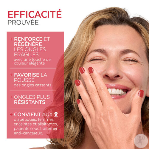 Poderm Vernis Color Strong Durcisseur Pour Les Ongles Cassants 797 Rouge Rose 8ml-2