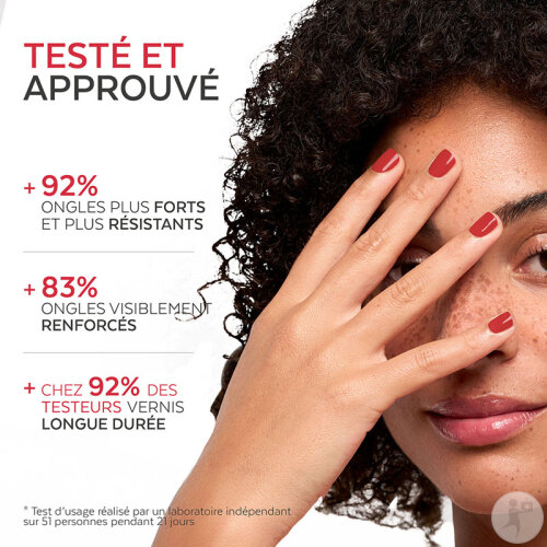 Poderm Vernis Color Strong Durcisseur Pour Les Ongles Cassants 797 Rouge Rose 8ml-3
