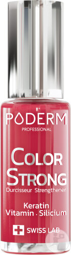 Poderm Vernis Color Strong Durcisseur Pour Les Ongles Cassants 797 Rouge Rose 8ml